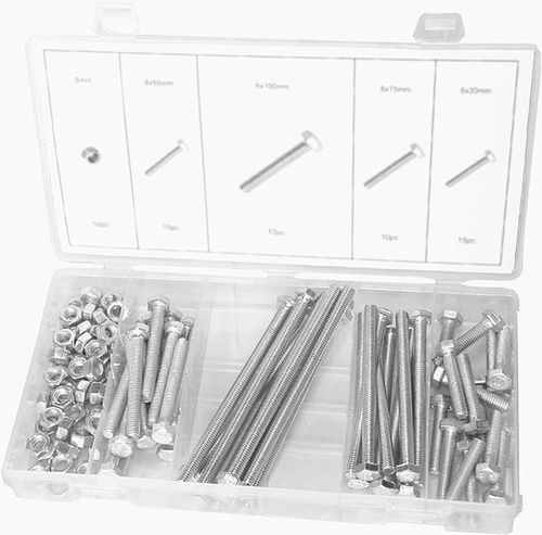 100PC 6mm HIGH TENSILE BOLT & NUT ASSORTMENT