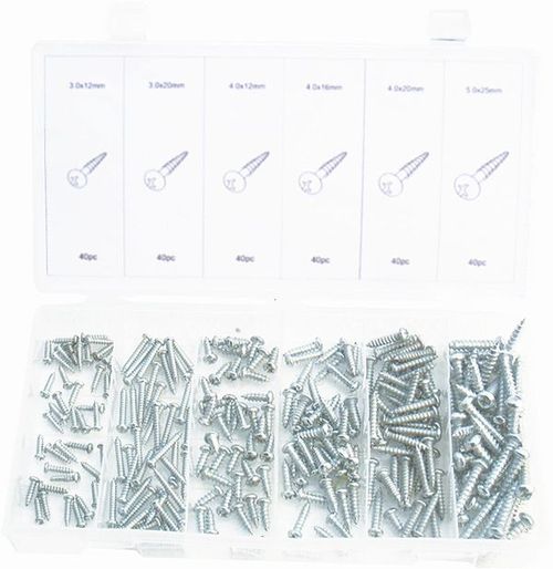 240PC WOOD SCREW IN PAN ASSORTMENT
