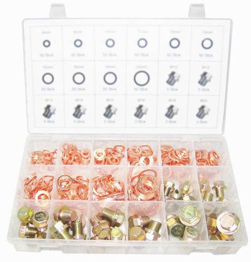 534PC OIL DRAIN PLUG SCREW & COPPER O-RING ASSORTMENT