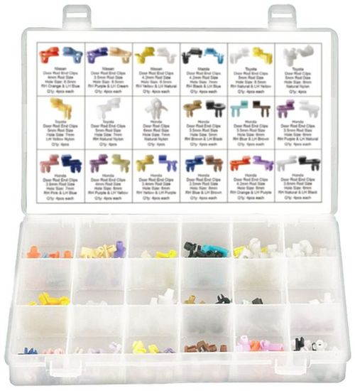 128pcs IMPORT DOOR LOCK ROD END CLIP ASSORTMENT